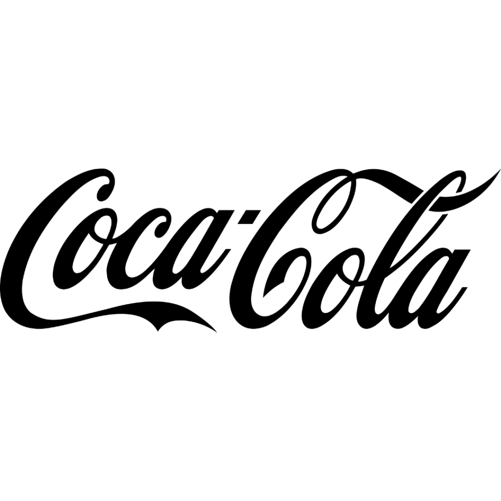 The image shows the classic Coca-Cola logo with black cursive lettering on a white background.