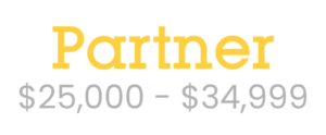 The word “Partner” in large yellow letters above the text “$25,000 - $34,999” in gray on a light background.