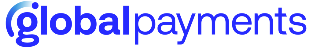 The Global Payments logo with the word “globalpayments” in bold blue lowercase letters and a circular blue design partially surrounding the “g”.