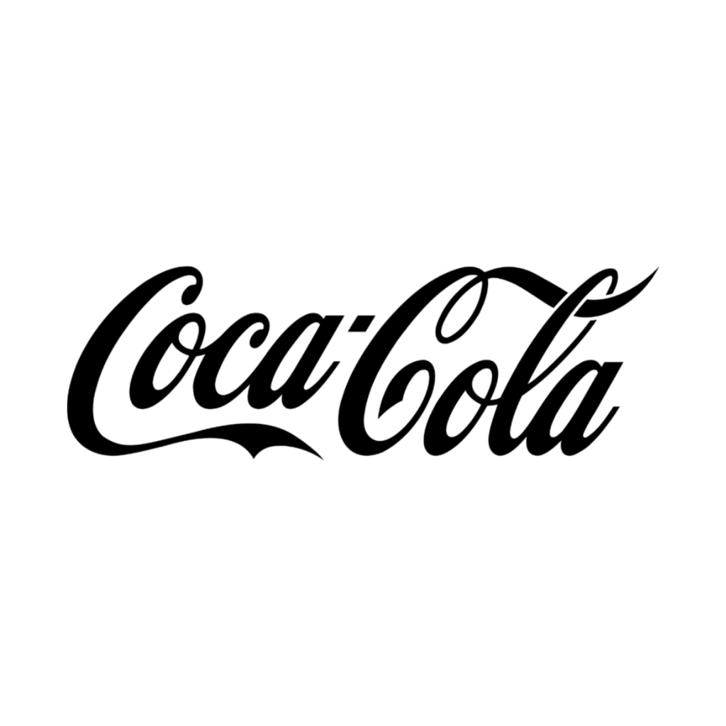 The Coca-Cola logo in black cursive script on a white background.