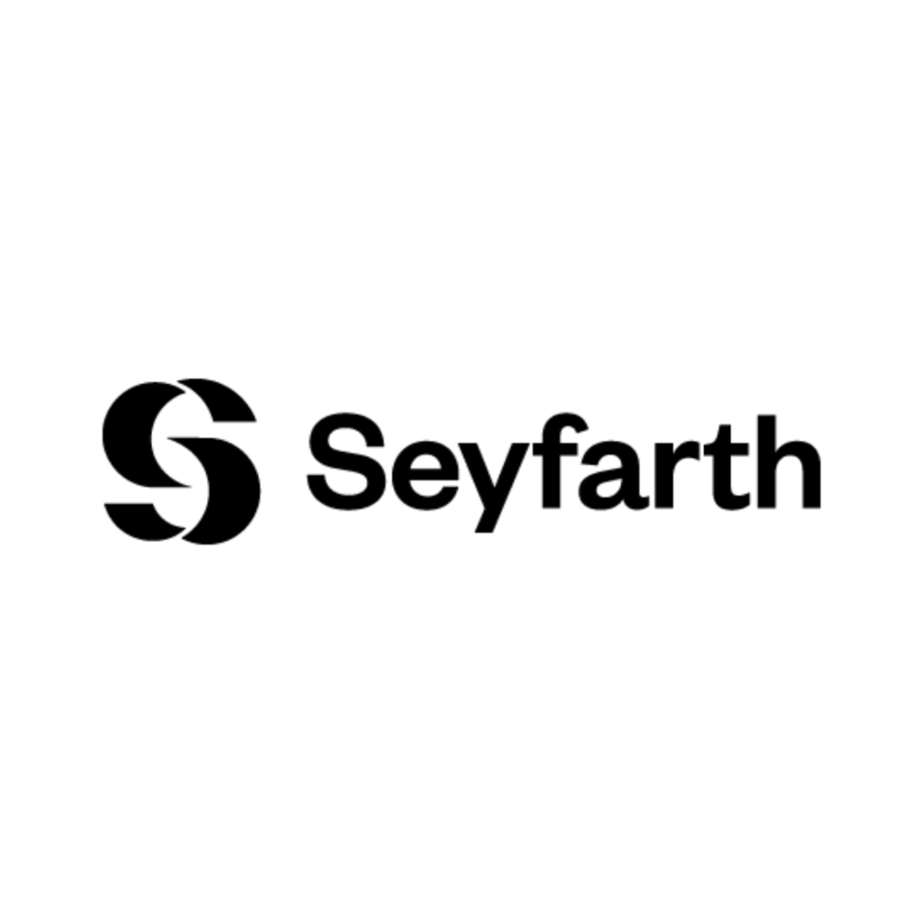 Black Seyfarth logo with a stylized “S” graphic to the left of the company name “Seyfarth” in bold, modern font on a white background.