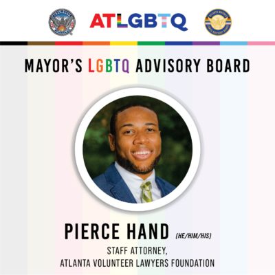 Staff Attorney Pierce Hand Appointed to Mayor’s LGBTQ Advisory Board